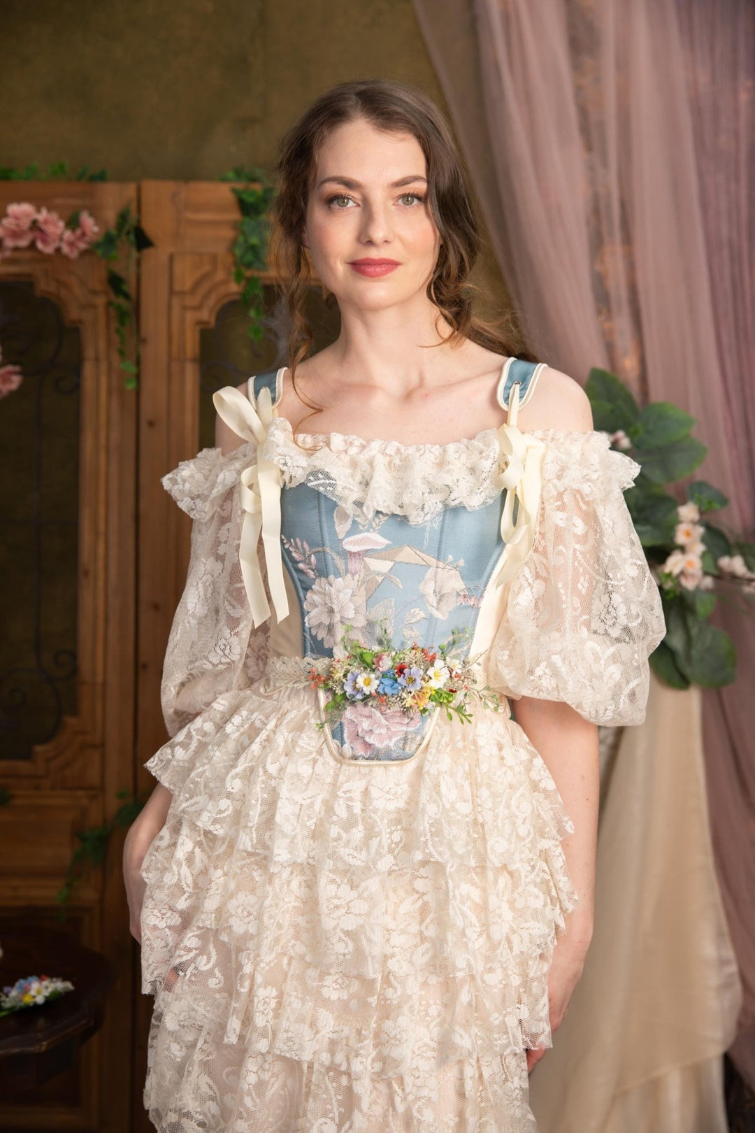 Wildflower Bridal Belt: Colorful Spring Flower Sash – handmade floral hair accessory by magaela