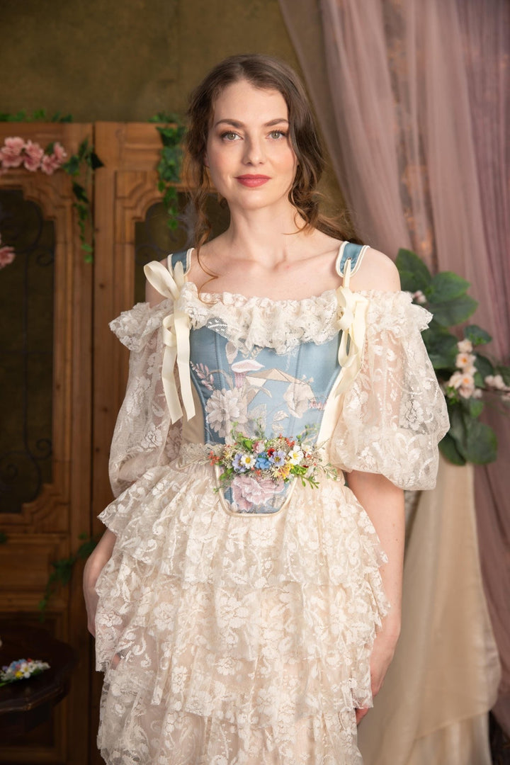 Wildflower Bridal Belt: Colorful Spring Flower Sash – handmade floral hair accessory by magaela