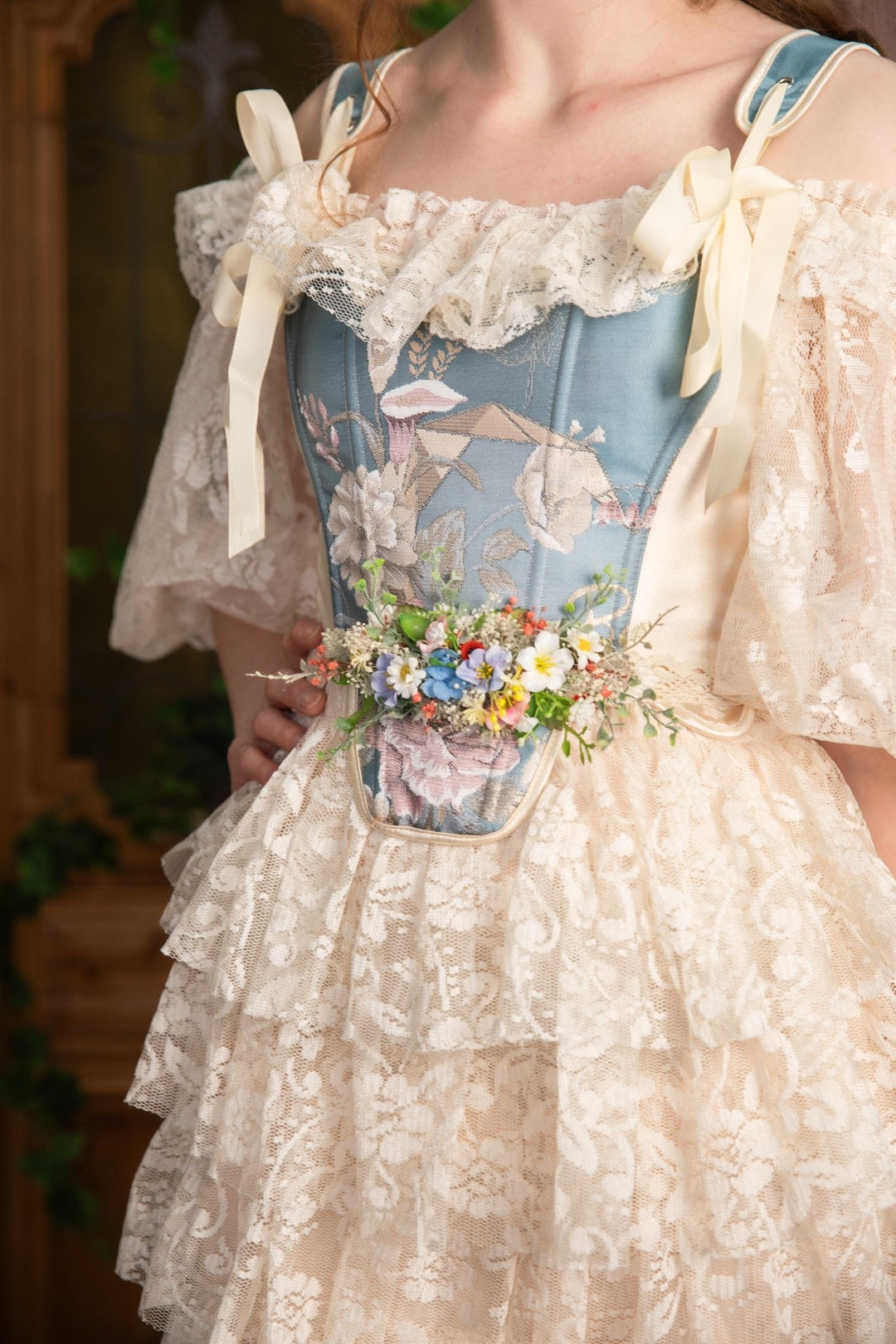 Wildflower Bridal Belt: Colorful Spring Flower Sash – handmade floral hair accessory by magaela