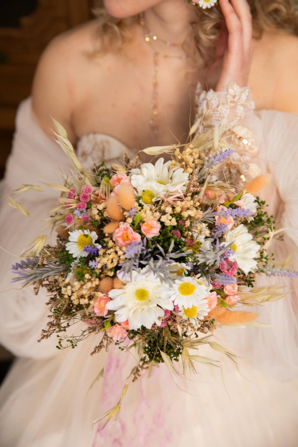 Daisy Bridal Bouquet: Meadow Spring Wildflower Wedding Bouquet – handmade floral hair accessory by magaela