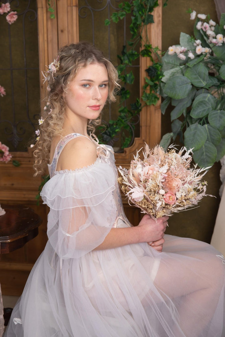 Blush Bridal Bouquet: Rustic Preserved Flower Wedding Bouquet – handmade floral hair accessory by magaela