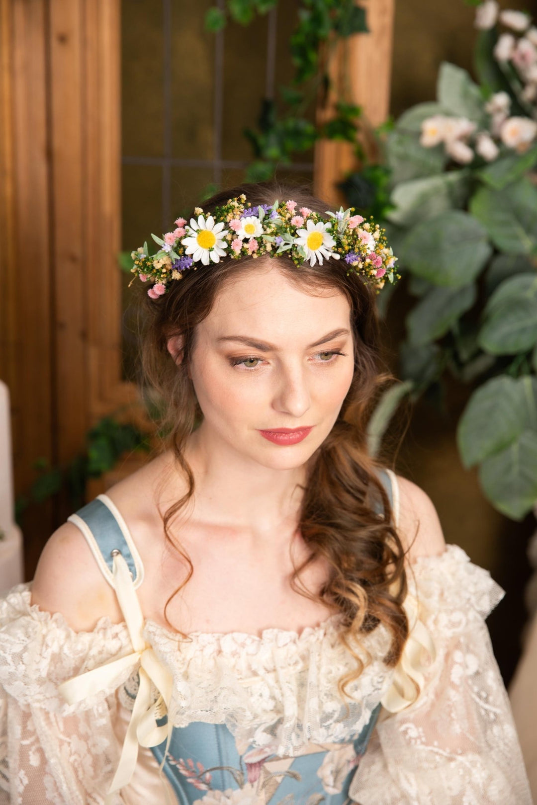 Daisy Flower Crown: Meadow Bridal Hair Wreath – handmade floral hair accessory by magaela