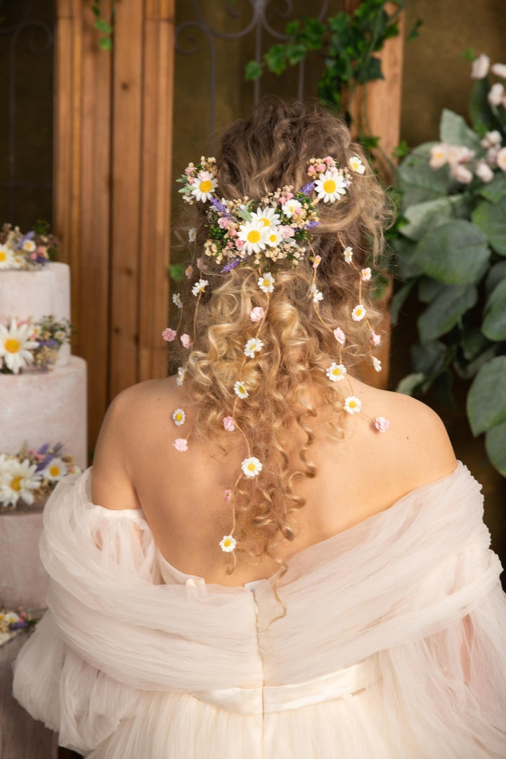 Daisy Flower Hair Vine: Wedding Bridal Hair Accessories – handmade floral hair accessory by magaela