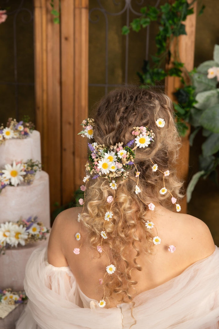 Daisy Flower Hair Vine: Wedding Bridal Hair Accessories – handmade floral hair accessory by magaela