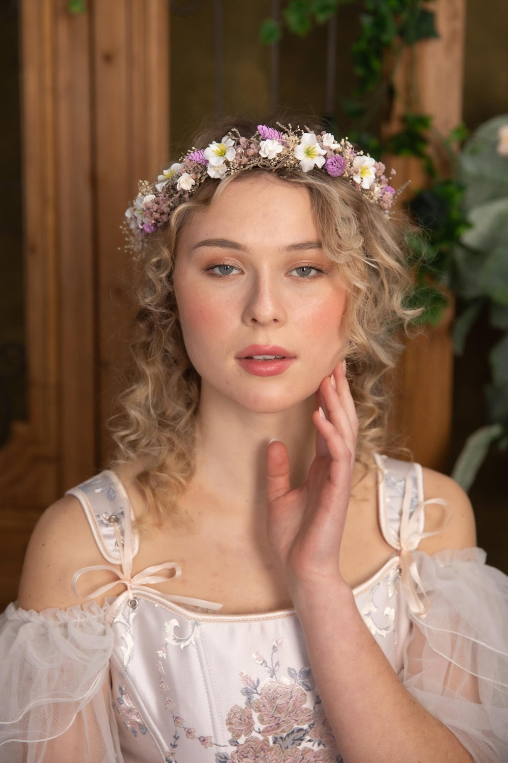 Rustic Purple Flower Wedding Crown: Boho Bridal Headpiece – handmade floral hair accessory by magaela