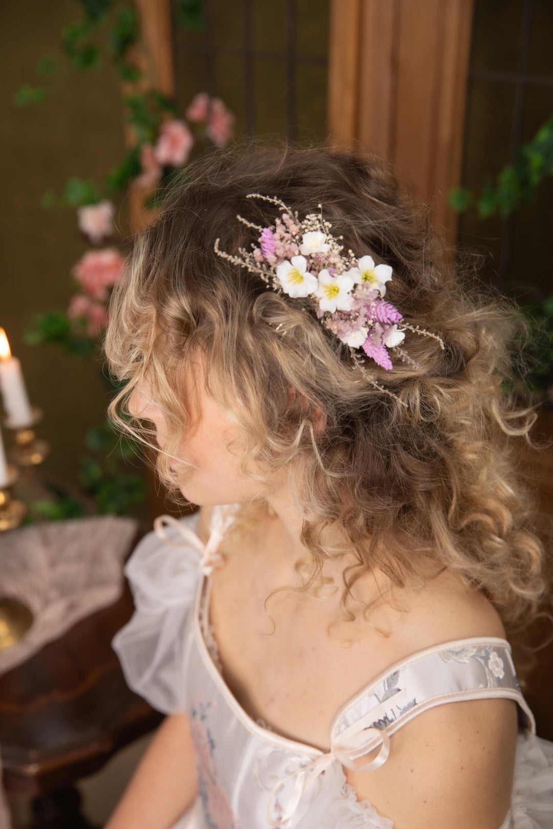 Purple Flower Hair Comb: Boho Bridal Wedding Accessories – handmade floral hair accessory by magaela