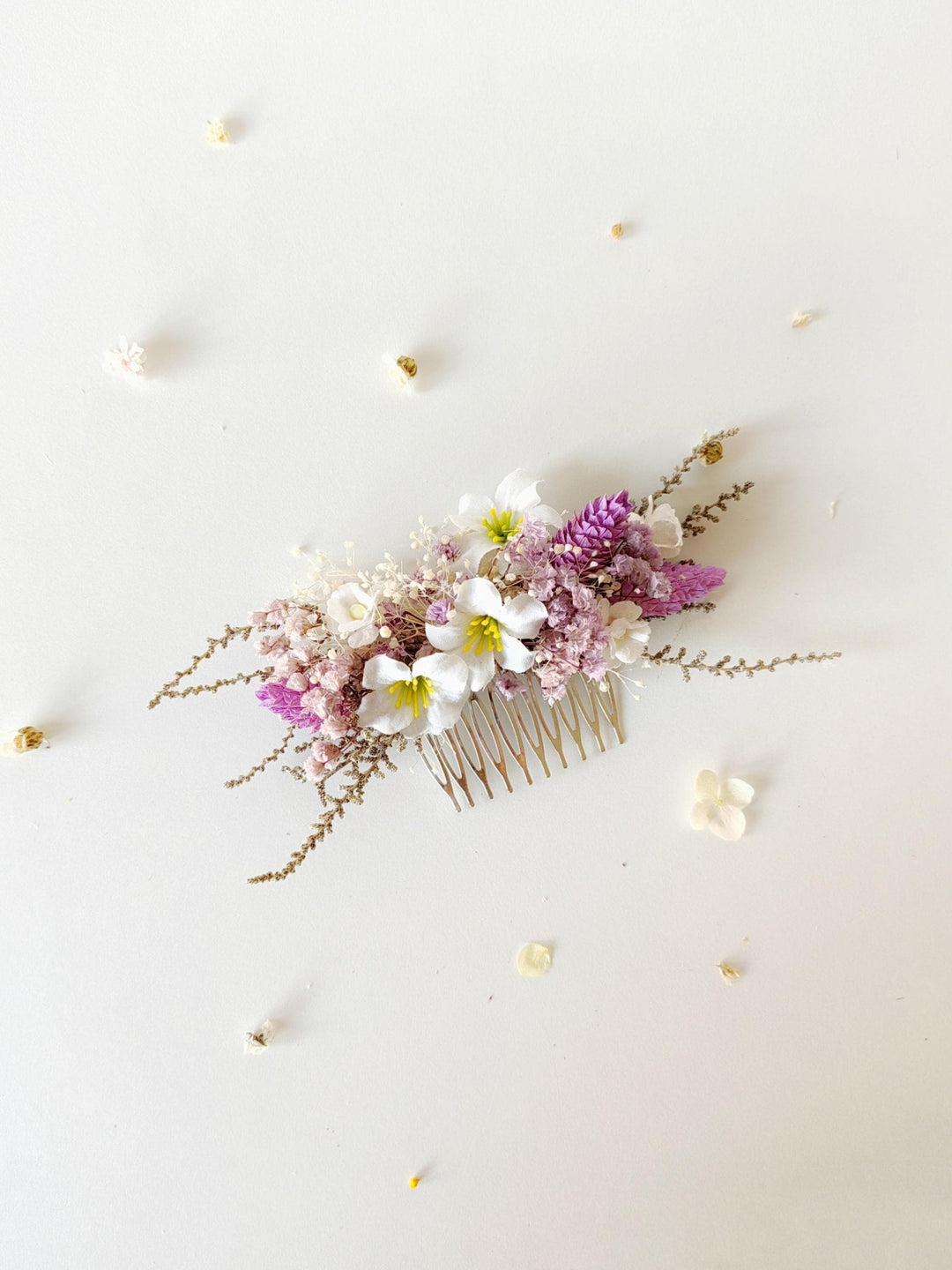 Purple Flower Hair Comb: Boho Bridal Wedding Accessories – handmade floral hair accessory by magaela