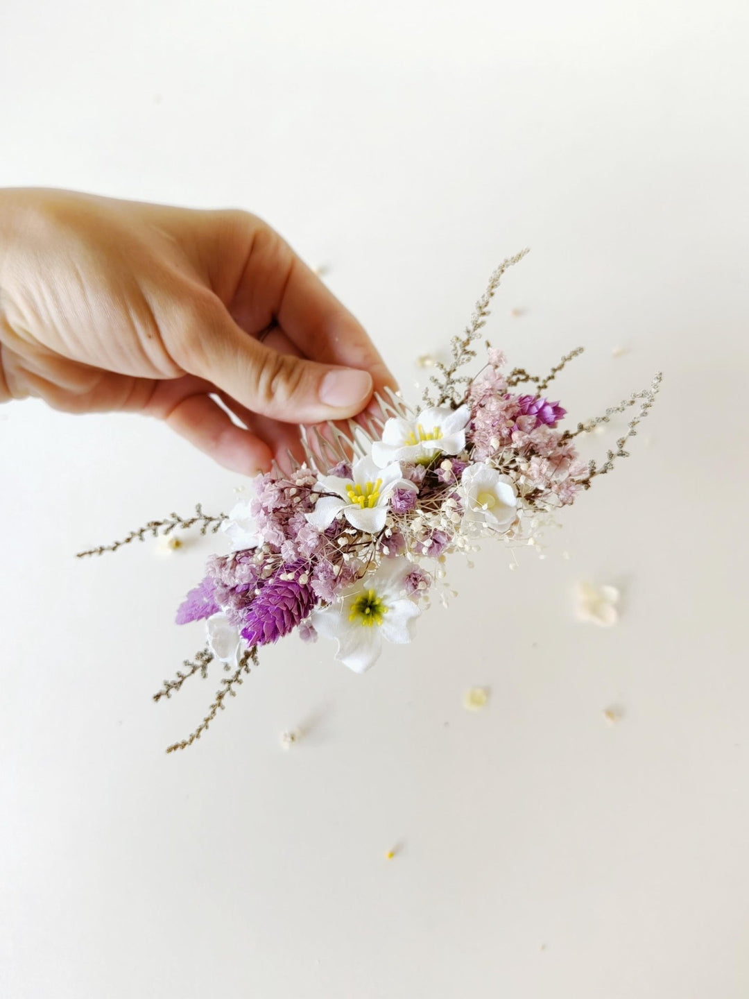 Purple Flower Hair Comb: Boho Bridal Wedding Accessories – handmade floral hair accessory by magaela
