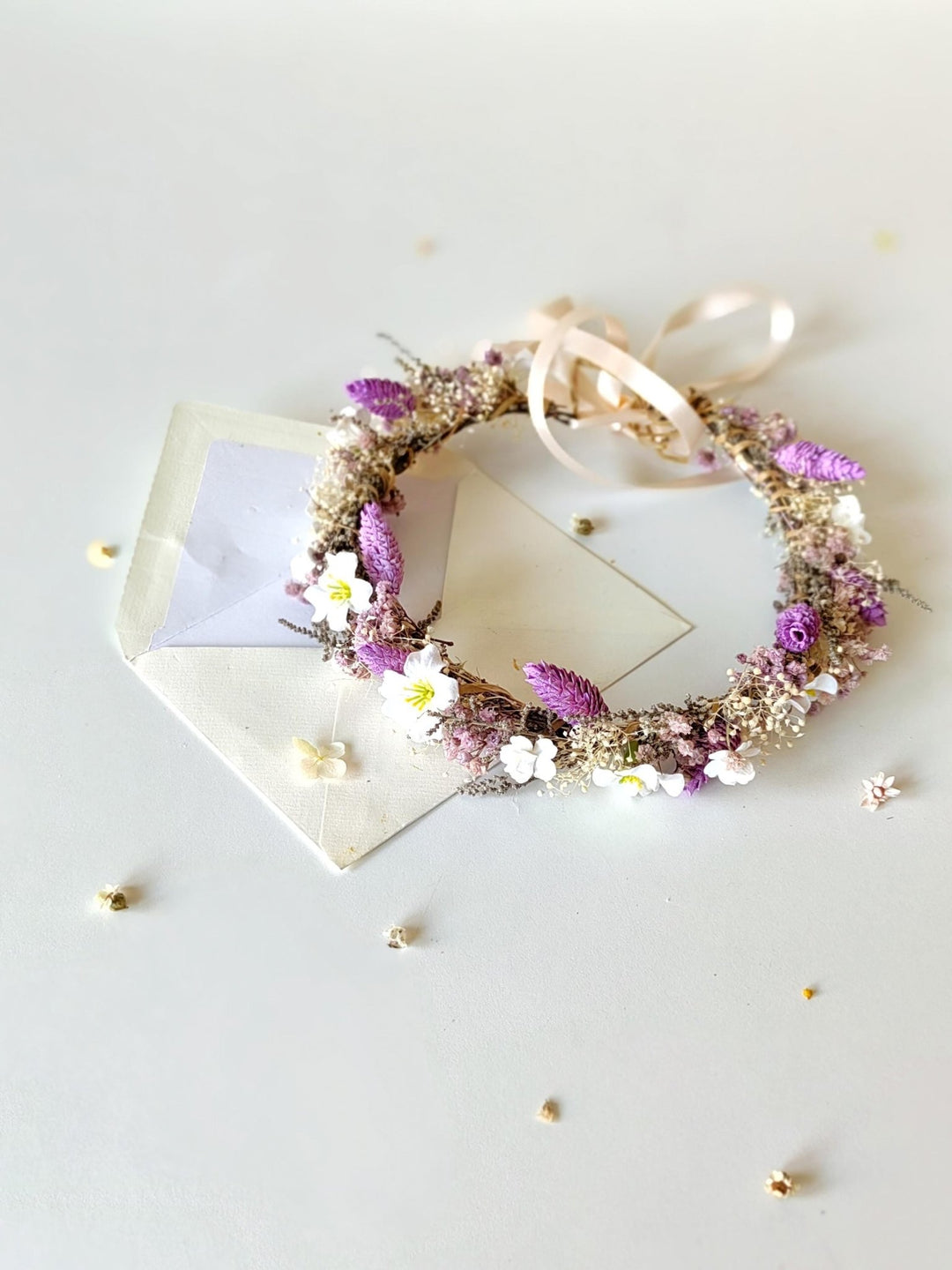 Rustic Purple Flower Wedding Crown: Boho Bridal Headpiece – handmade floral hair accessory by magaela