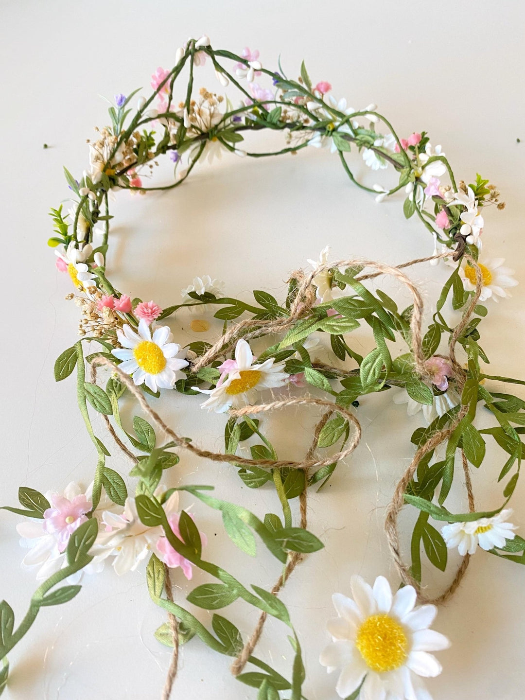 Pearlescent Flower Hair Wreath with Veil: Bridal Fairy Crown – handmade floral hair accessory by magaela