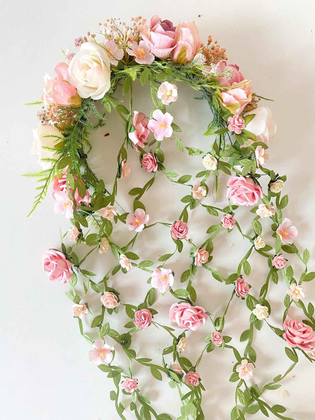 Blush Flower Bridal Headband: Renaissance Wedding Veil Headpiece – handmade floral hair accessory by magaela