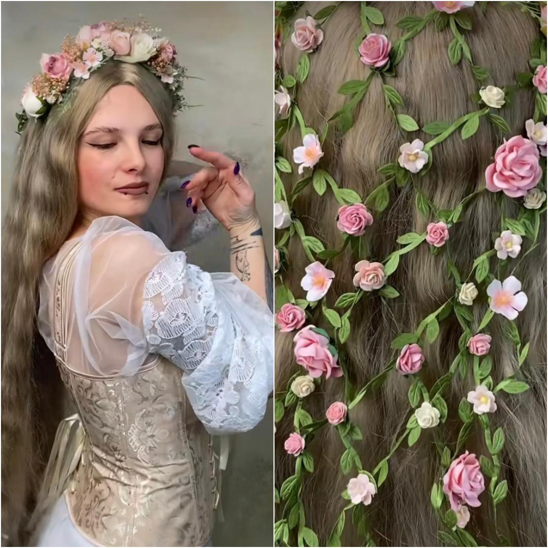Blush Flower Bridal Headband: Renaissance Wedding Veil Headpiece – handmade floral hair accessory by magaela