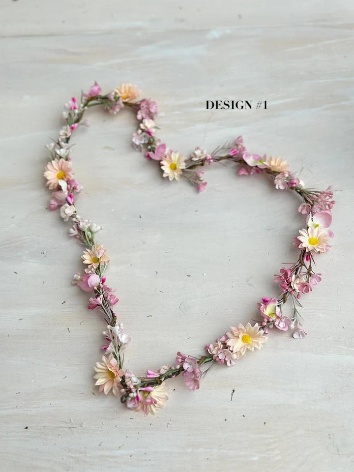Customizable Pink Cherry Blossom Wedding Hair Garland – handmade floral hair accessory by magaela