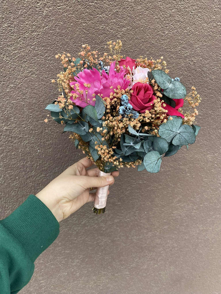 Magenta Rose Bridal Bouquet: Fuchsia Wedding Accessories – handmade floral hair accessory by magaela