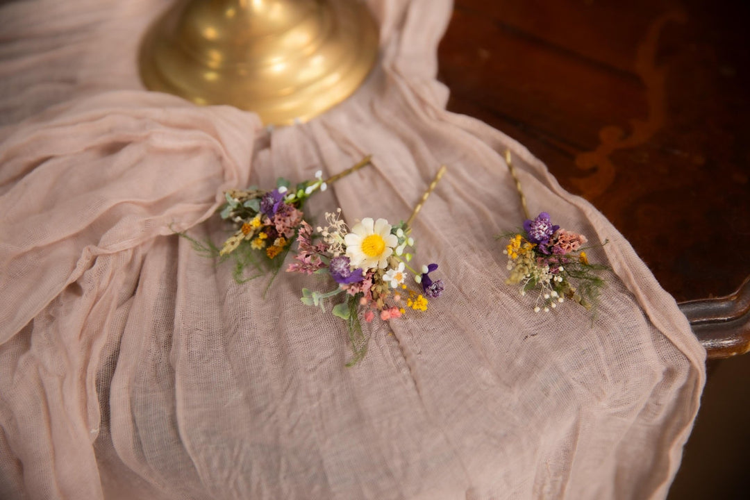 Wildflower Hair Pins: Meadow Bridal Hair Accessory – handmade floral hair accessory by magaela