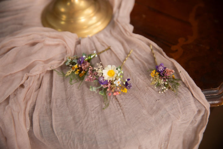 Wildflower Hair Pins: Meadow Bridal Hair Accessory – handmade floral hair accessory by magaela
