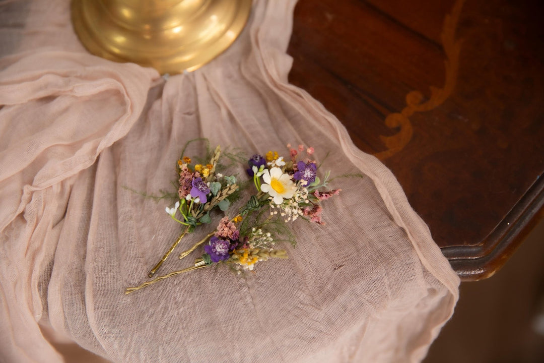 Wildflower Hair Pins: Meadow Bridal Hair Accessory – handmade floral hair accessory by magaela