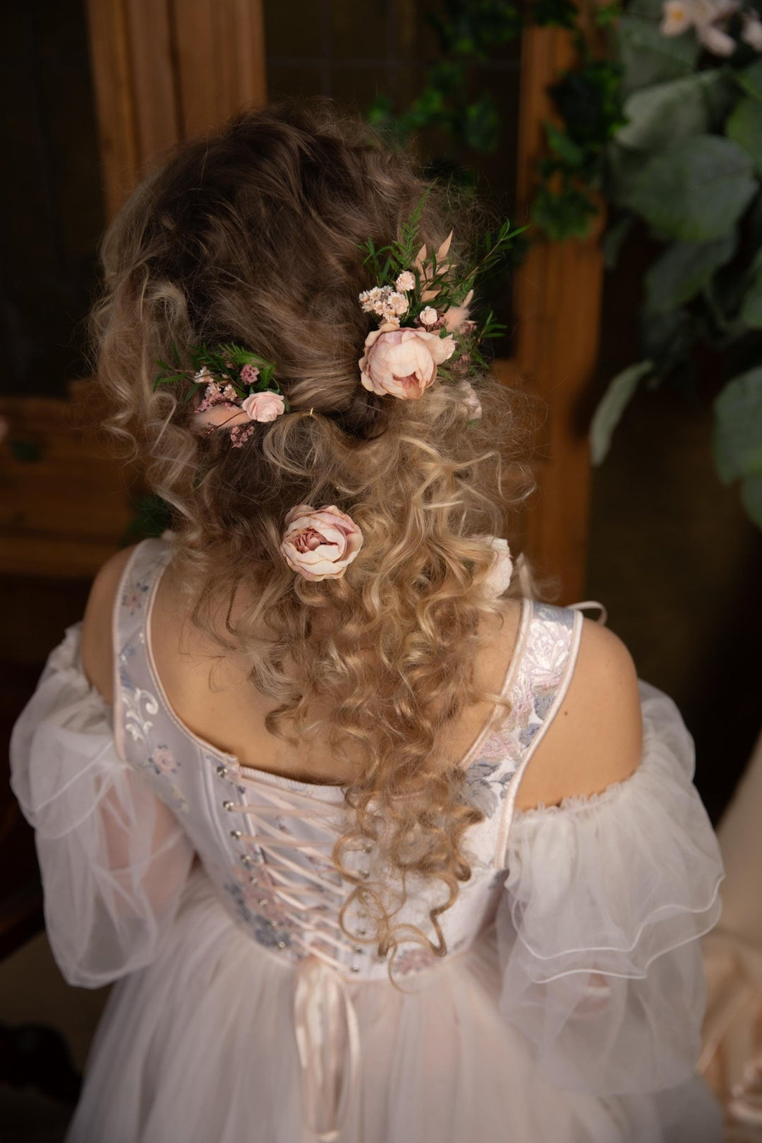 Blush Flower Hairpins: Boho Bridal Hair Accessories – handmade floral hair accessory by magaela