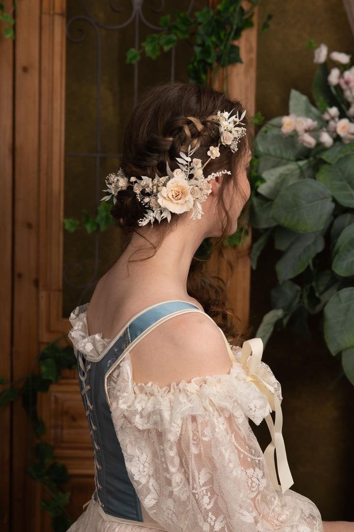 Ivory Wedding Flower Hair Vine: Bridal Headpiece – handmade floral hair accessory by magaela