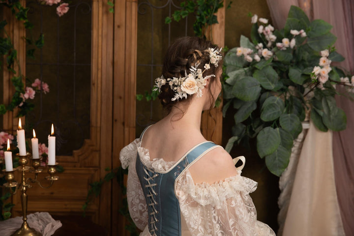 Ivory Wedding Flower Hair Vine: Bridal Headpiece – handmade floral hair accessory by magaela