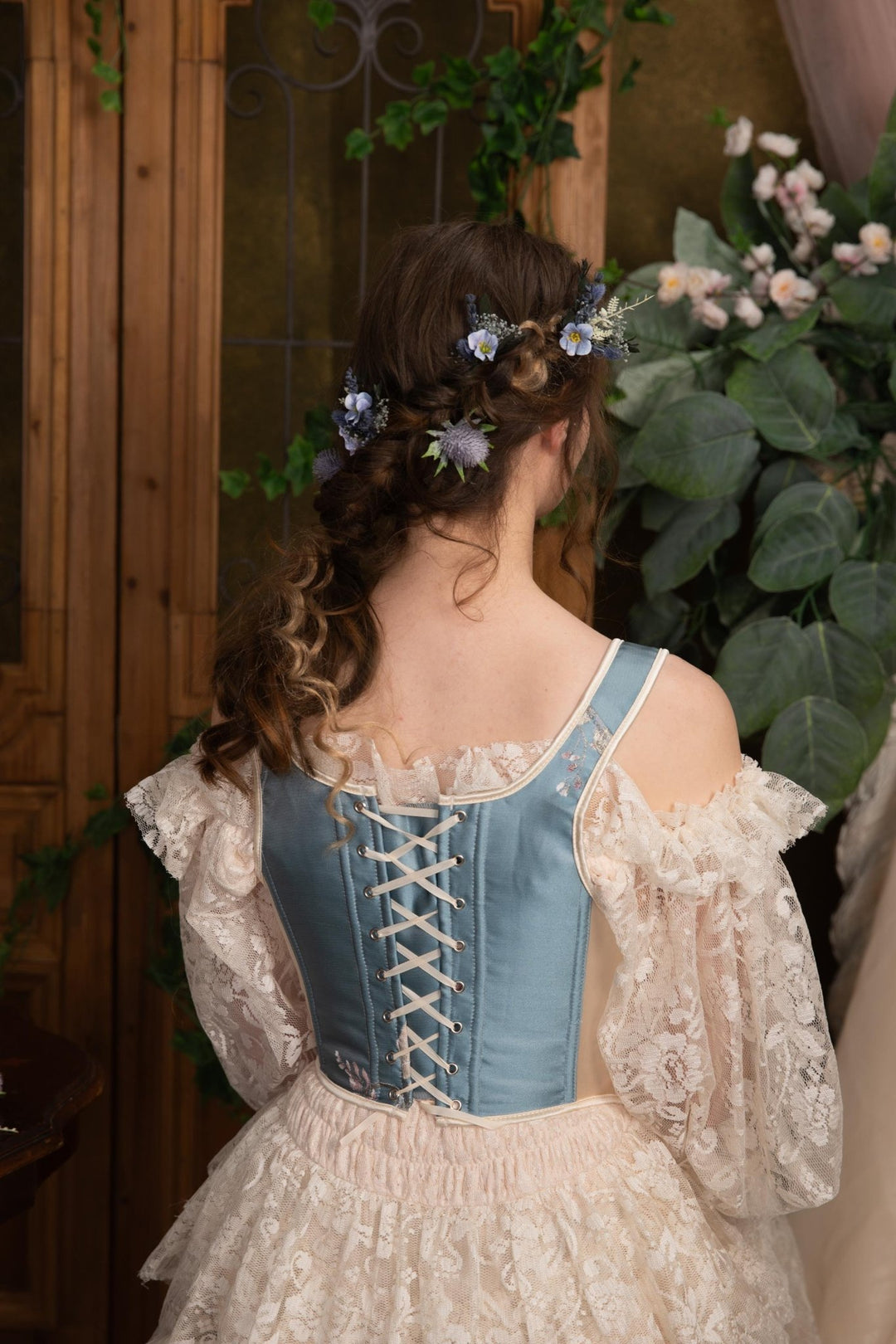 Blue Flower Hairpins Set: Thistle Boho Bridal Hair Accessories – handmade floral hair accessory by magaela