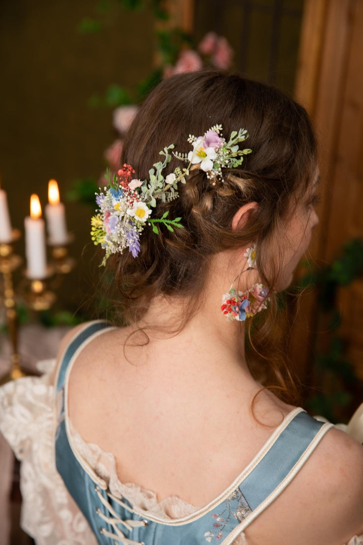 Shapeable Meadow Flower Hair Vine: Bridal Spring Wedding Accessory – handmade floral hair accessory by magaela