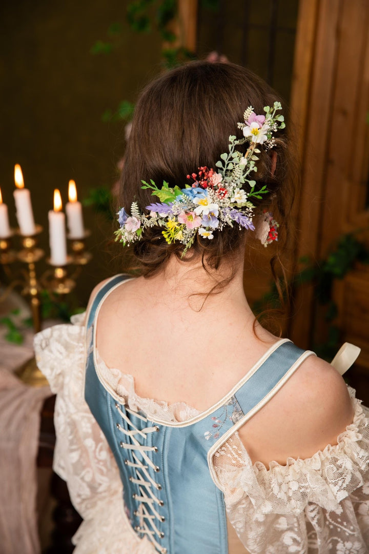 Shapeable Meadow Flower Hair Vine: Bridal Spring Wedding Accessory – handmade floral hair accessory by magaela