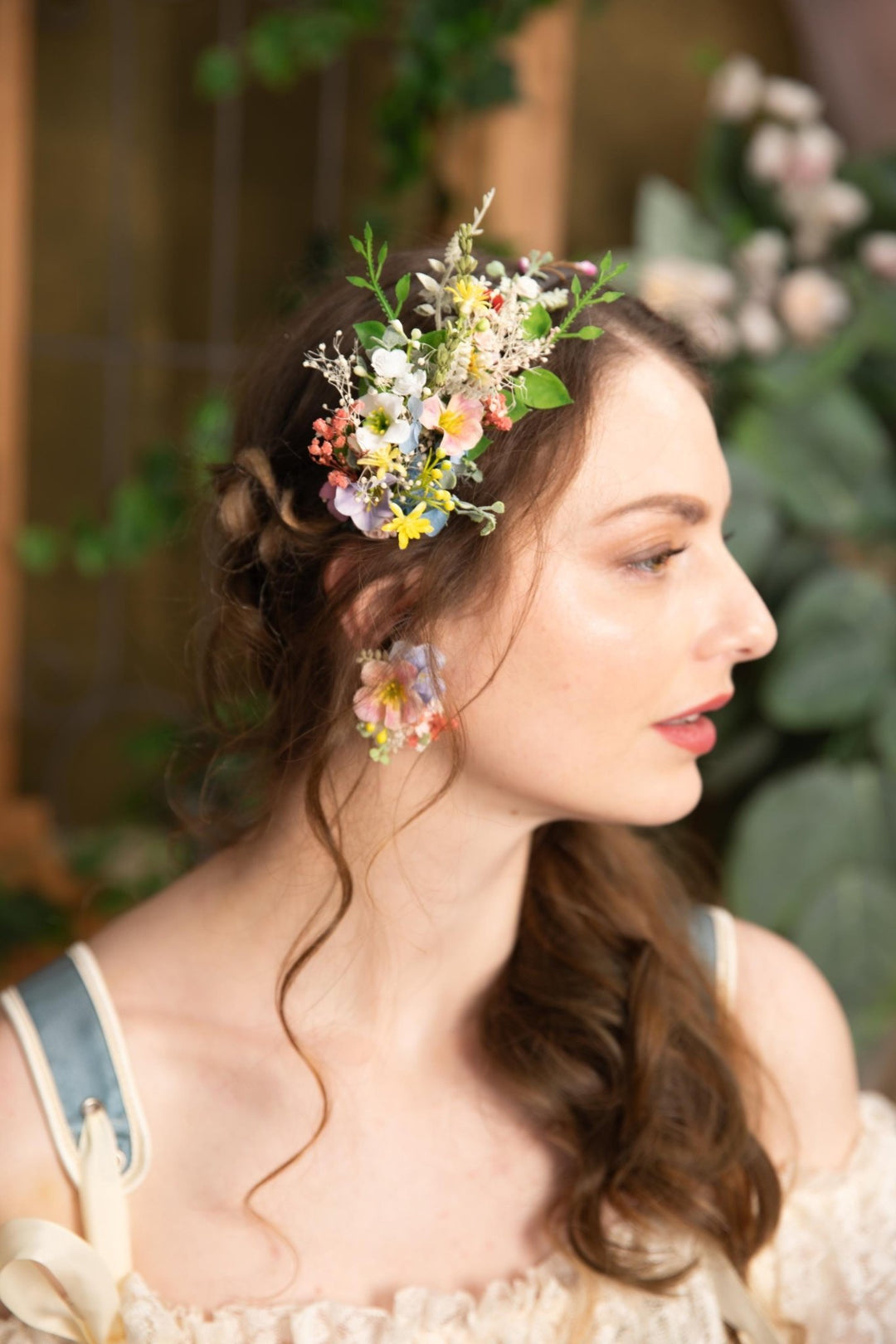 Colorful Flower Stud Earrings: Spring Wedding Jewelry – handmade floral hair accessory by magaela