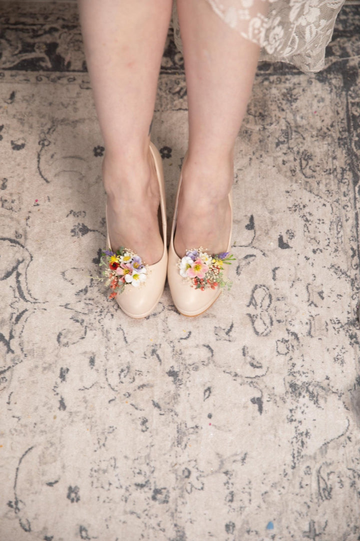 Floral Shoe Clips: Meadow Wildflower Wedding Bridal Accessories – handmade floral hair accessory by magaela