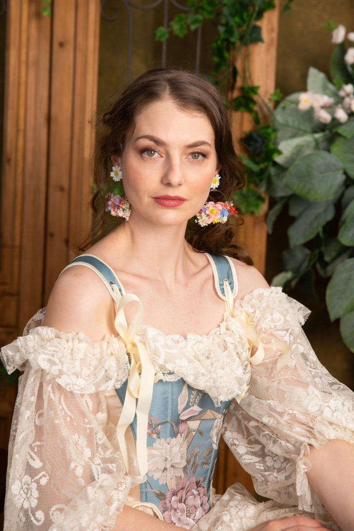 Spring Flower Circle Earrings: Meadow Wedding Jewelry – handmade floral hair accessory by magaela