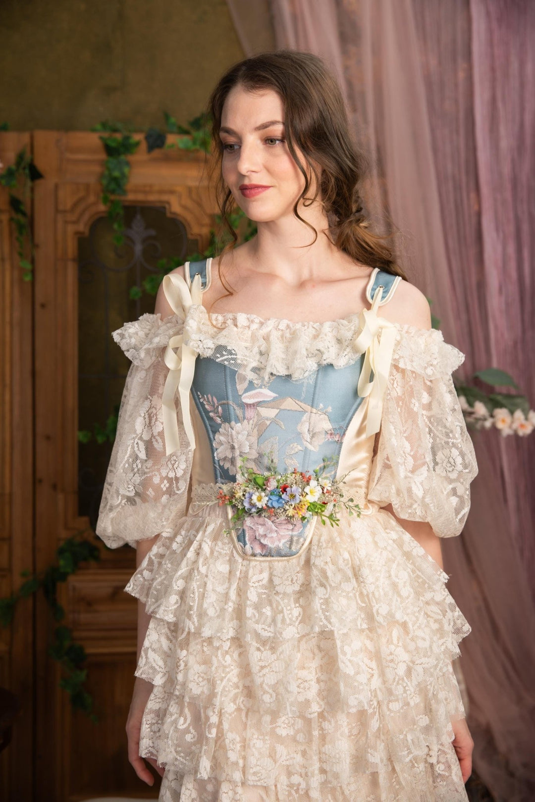 Wildflower Bridal Belt: Colorful Spring Flower Sash – handmade floral hair accessory by magaela