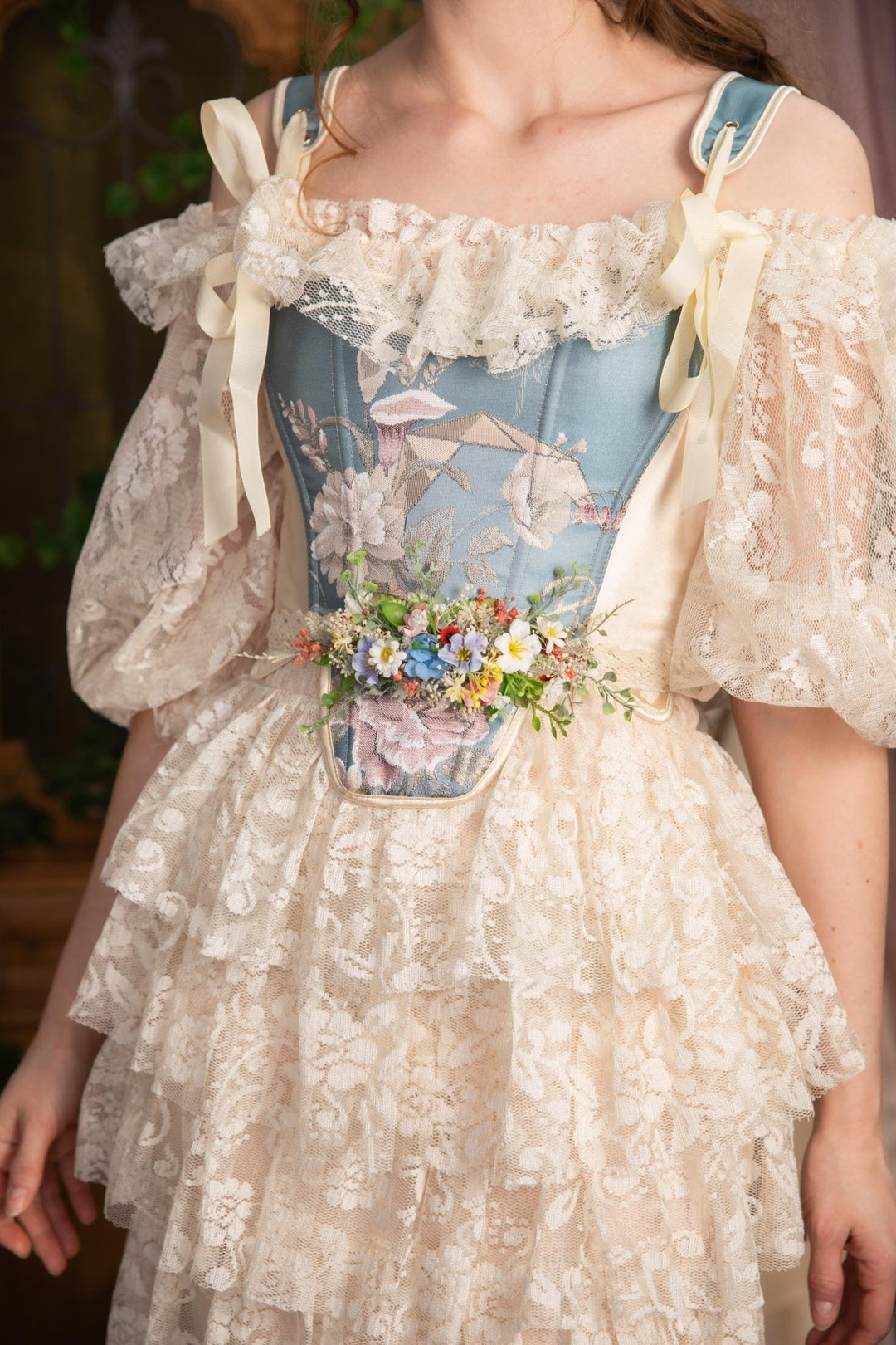 Wildflower Bridal Belt: Colorful Spring Flower Sash – handmade floral hair accessory by magaela