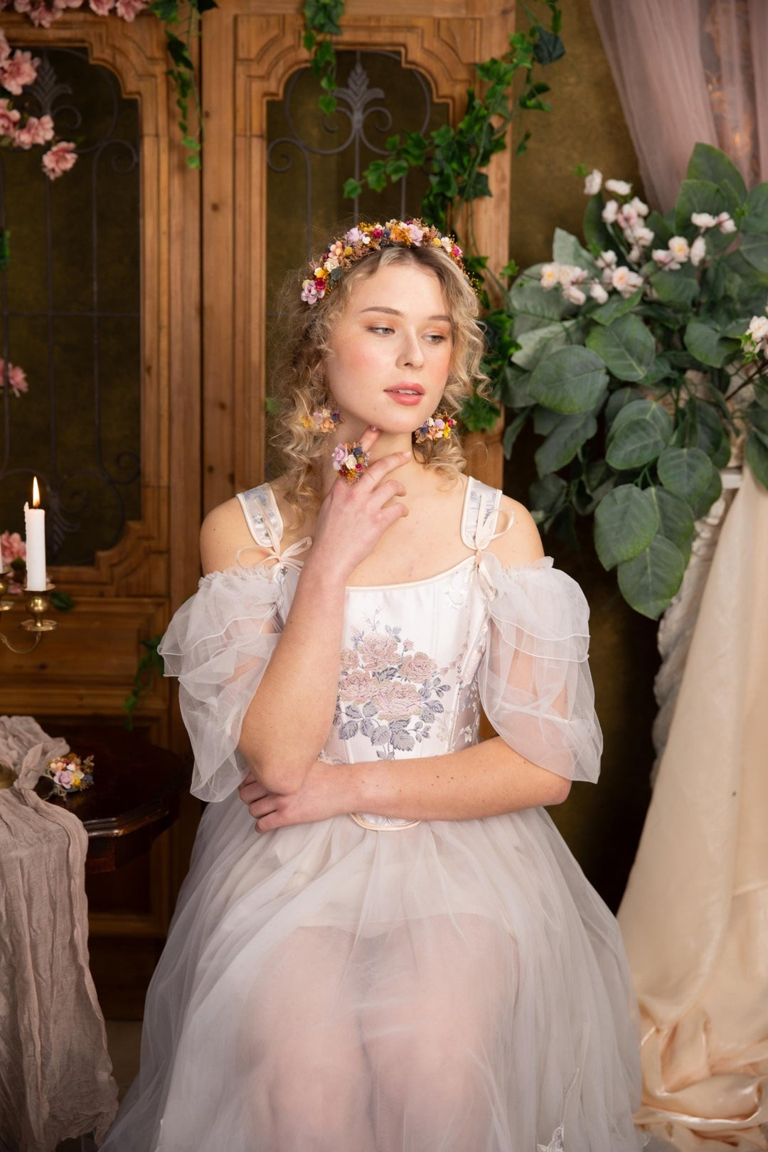 Colorful Wildflower Headband: Boho Bridal Flower Crown – handmade floral hair accessory by magaela