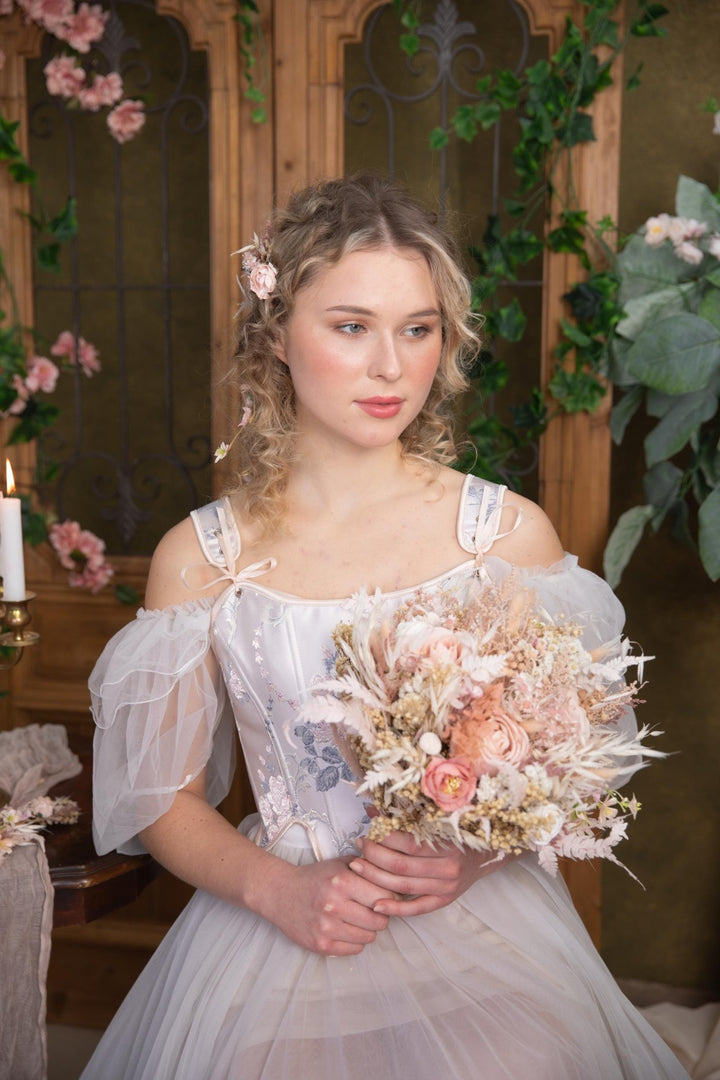 Blush Bridal Bouquet: Rustic Preserved Flower Wedding Bouquet – handmade floral hair accessory by magaela