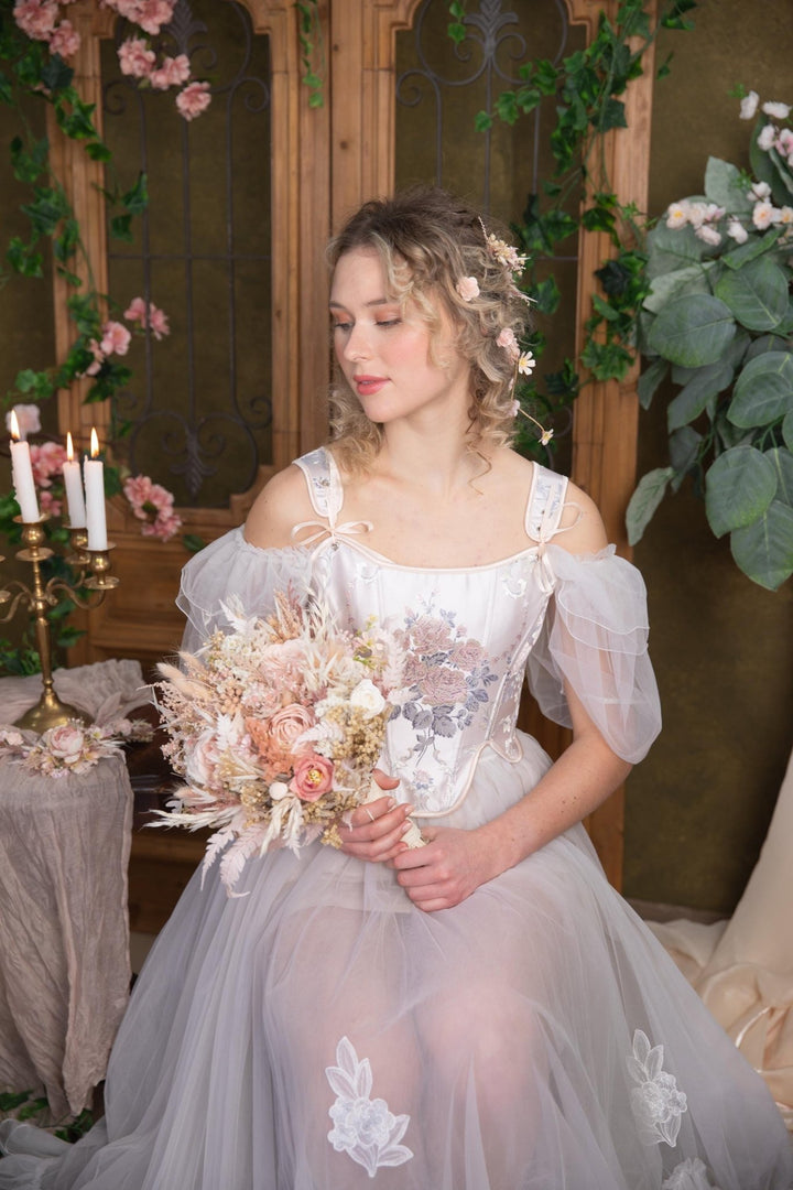 Blush Bridal Bouquet: Rustic Preserved Flower Wedding Bouquet – handmade floral hair accessory by magaela