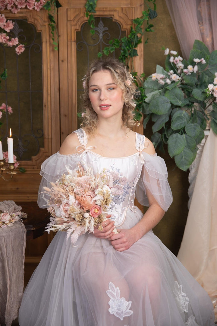 Blush Bridal Bouquet: Rustic Preserved Flower Wedding Bouquet – handmade floral hair accessory by magaela