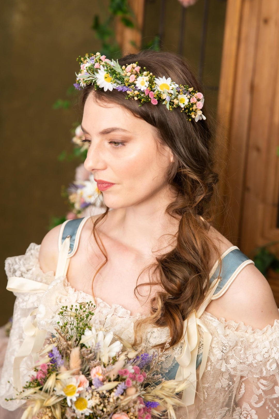 Daisy Flower Crown: Meadow Bridal Hair Wreath – handmade floral hair accessory by magaela
