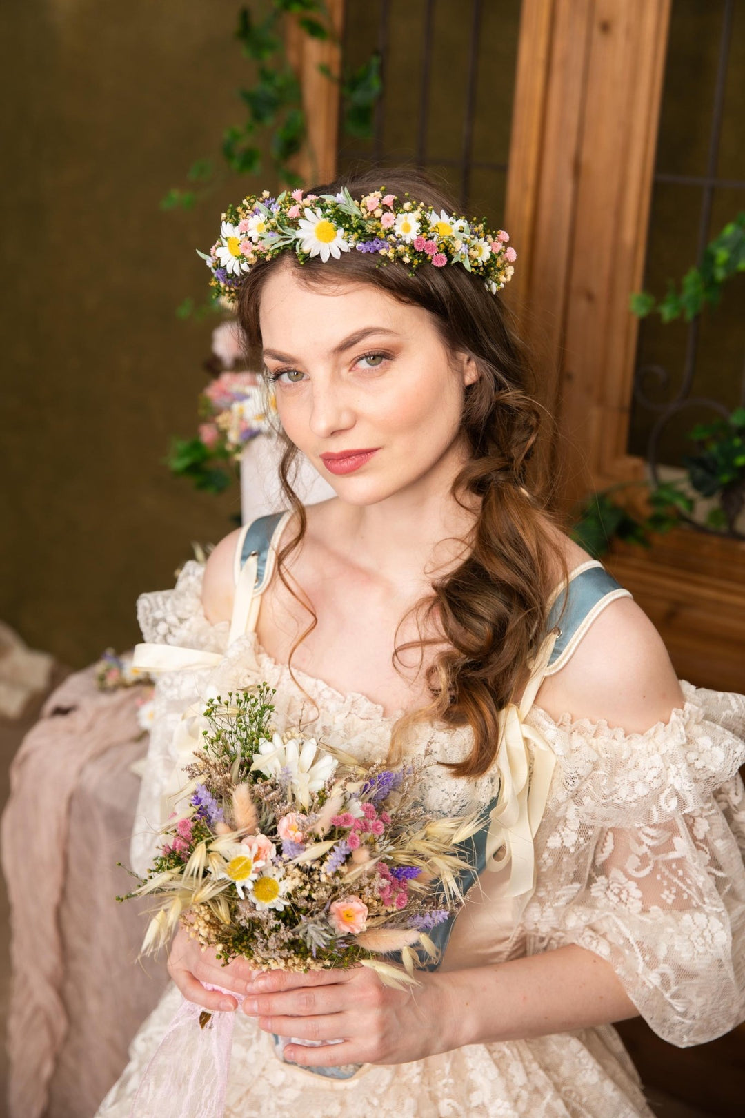 Daisy Flower Crown: Meadow Bridal Hair Wreath – handmade floral hair accessory by magaela