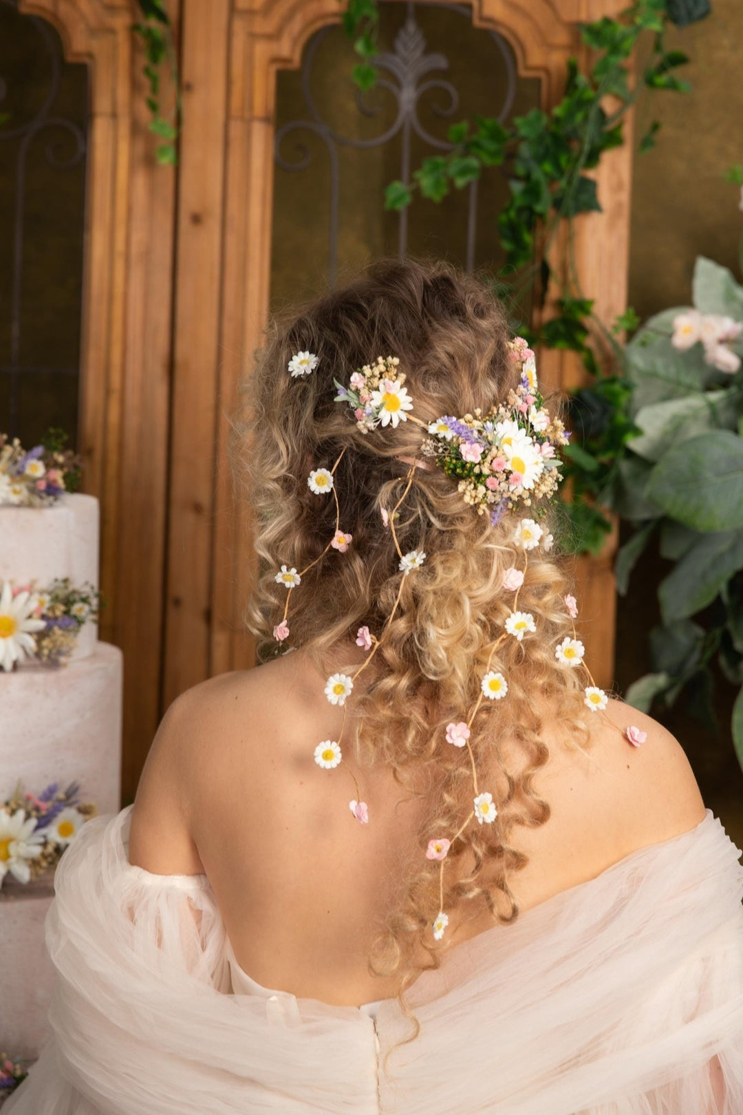 Daisy Flower Hair Vine: Wedding Bridal Hair Accessories – handmade floral hair accessory by magaela