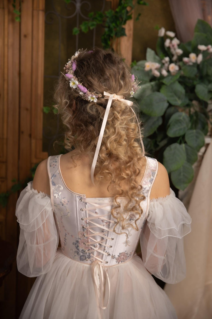 Rustic Purple Flower Wedding Crown: Boho Bridal Headpiece – handmade floral hair accessory by magaela