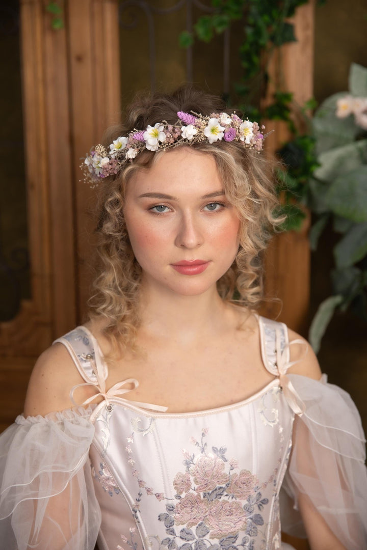 Rustic Purple Flower Wedding Crown: Boho Bridal Headpiece – handmade floral hair accessory by magaela