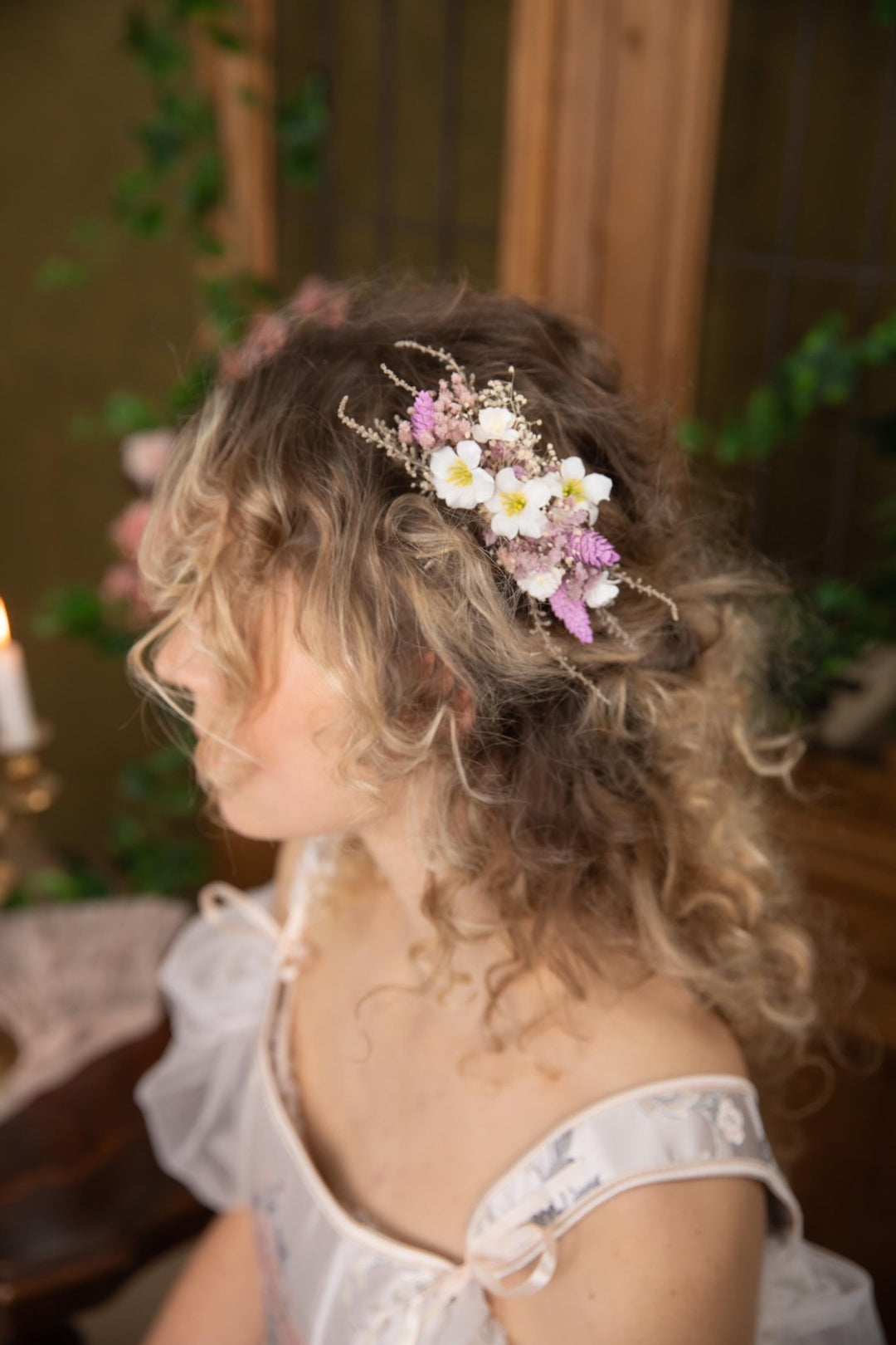 Purple Flower Hair Comb: Boho Bridal Wedding Accessories – handmade floral hair accessory by magaela