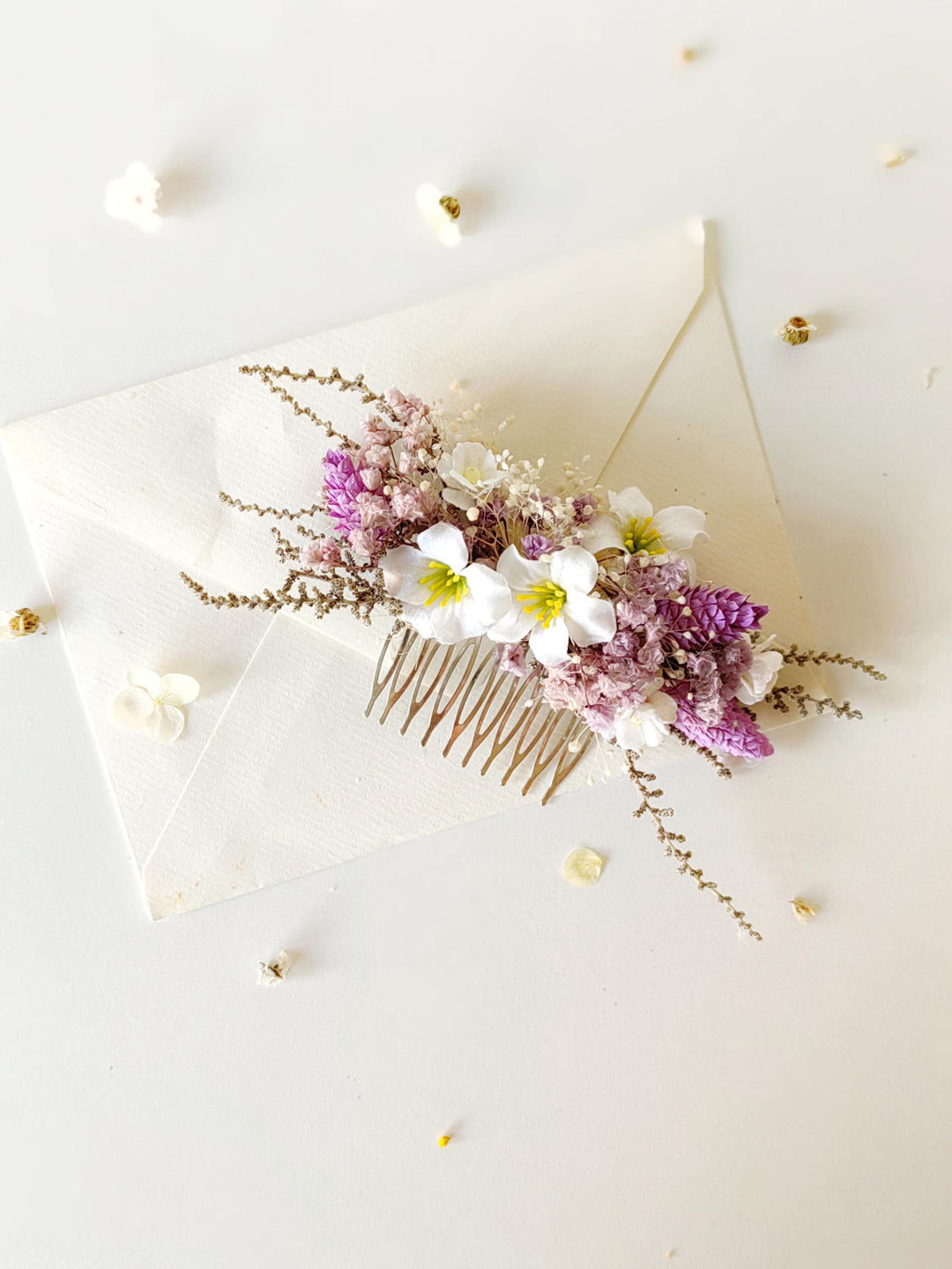 Purple Flower Hair Comb: Boho Bridal Wedding Accessories – handmade floral hair accessory by magaela