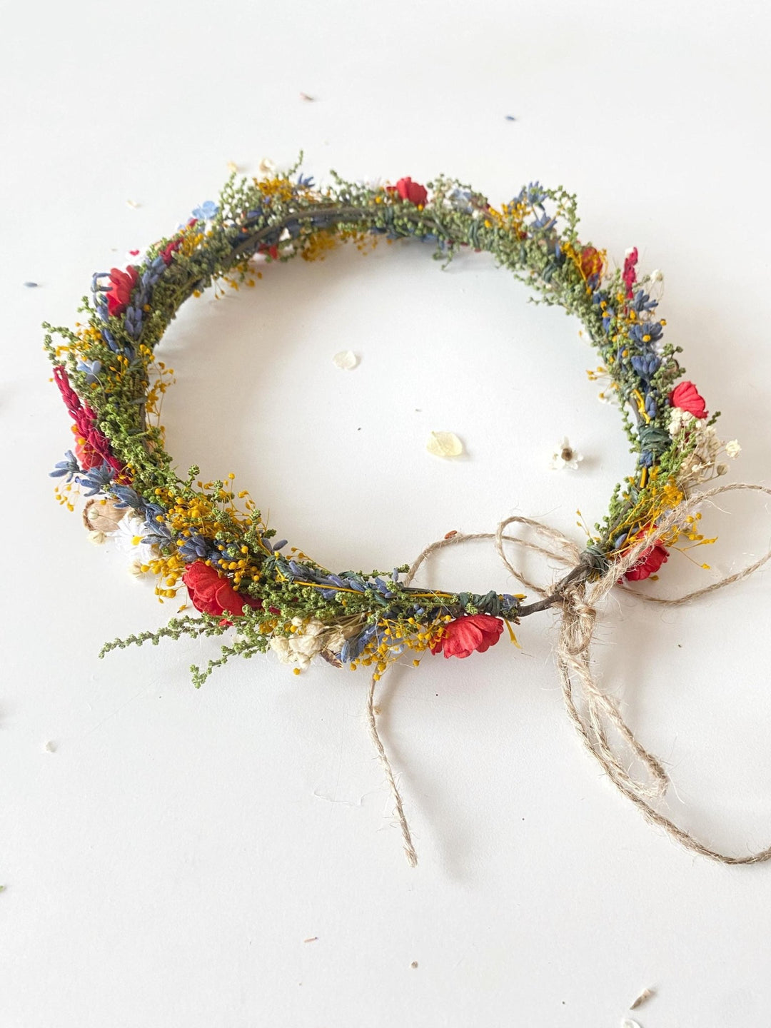 Folk Meadow Bridal Crown: Poppy Flower Hair Wreath – handmade floral hair accessory by magaela