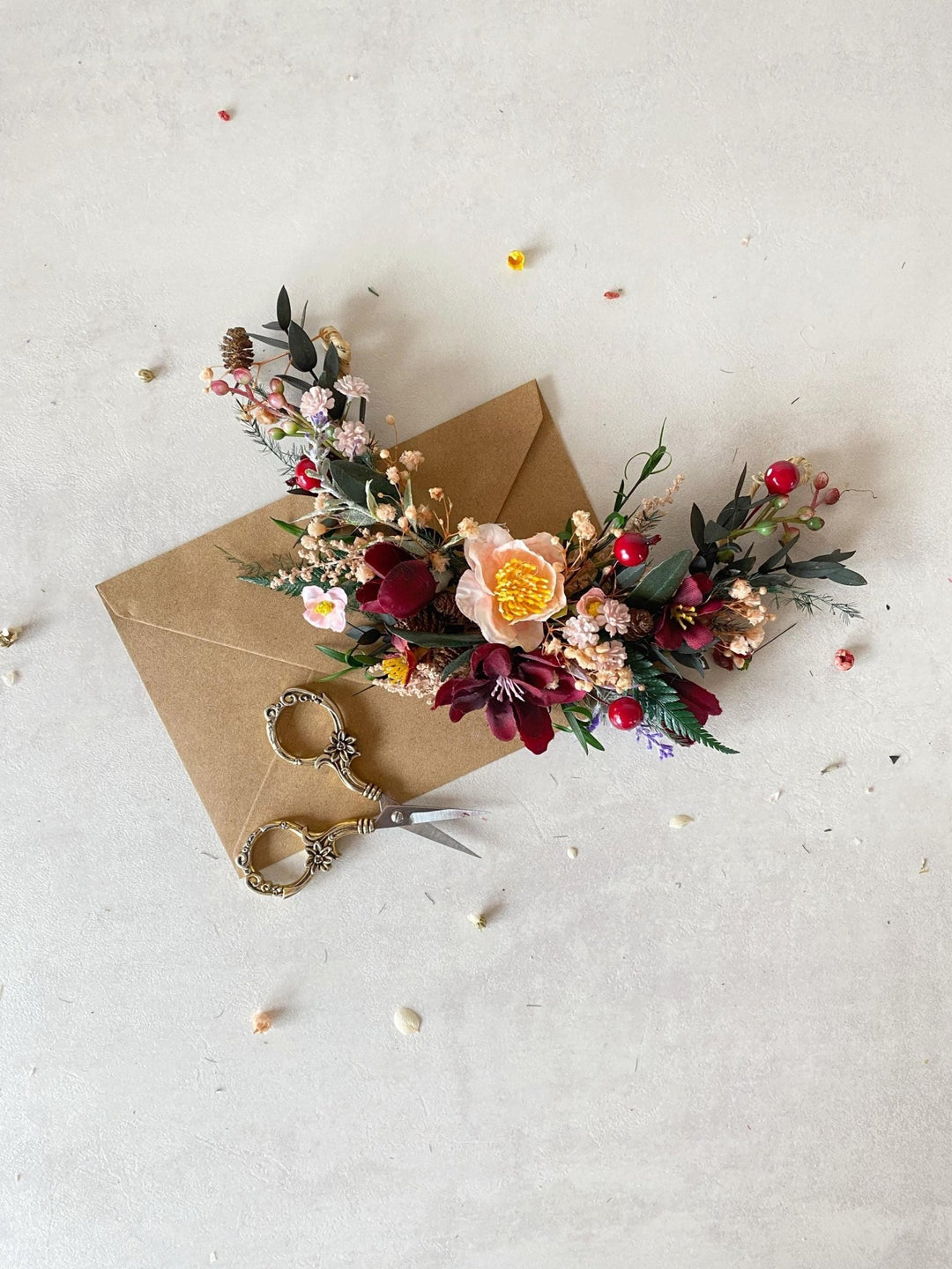 Woodland Wedding Hair Vine: Rustic Bridal Hair Comb, Berries – handmade floral hair accessory by magaela
