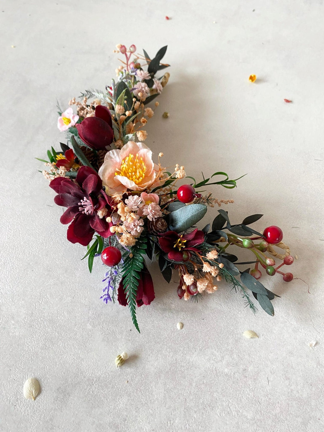 Woodland Wedding Hair Vine: Rustic Bridal Hair Comb, Berries – handmade floral hair accessory by magaela