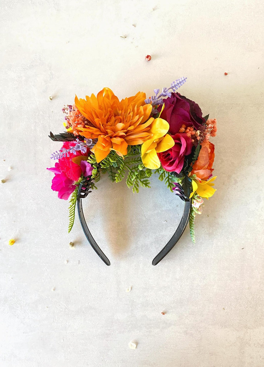 Magenta Orange Frida Flower Crown: Boho Floral Headband – handmade floral hair accessory by magaela