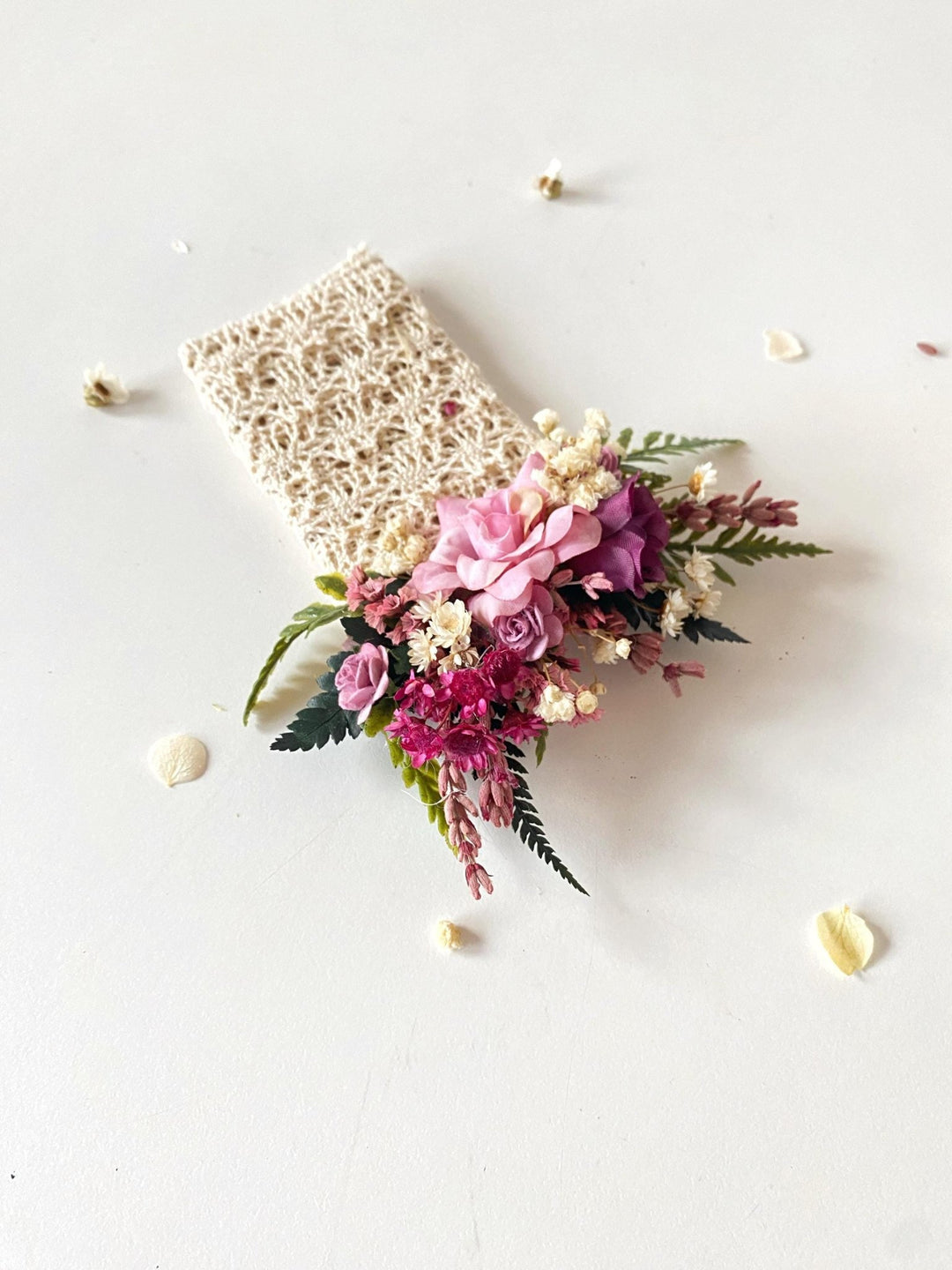 Purple Boho Boutonniere: Rustic Wedding Groom Accessory – handmade floral hair accessory by magaela