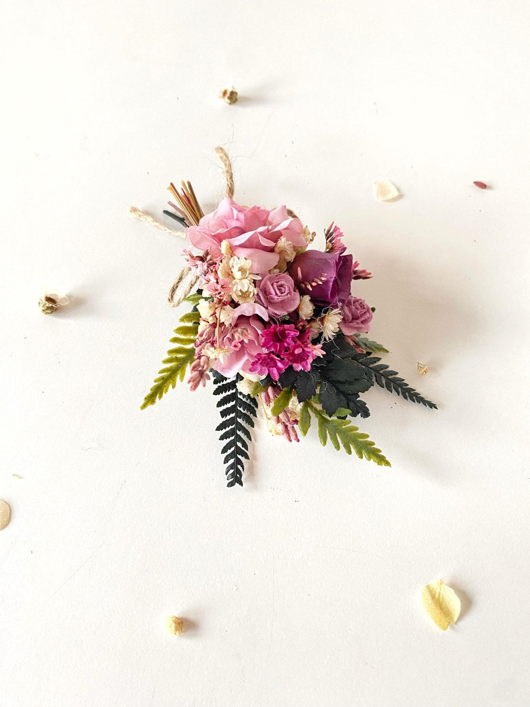 Purple Boho Boutonniere: Rustic Wedding Groom Accessory – handmade floral hair accessory by magaela