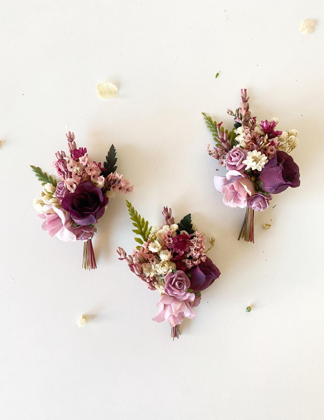 Purple Preserved Flower Boutonniere: Romantic Wedding Accessory – handmade floral hair accessory by magaela